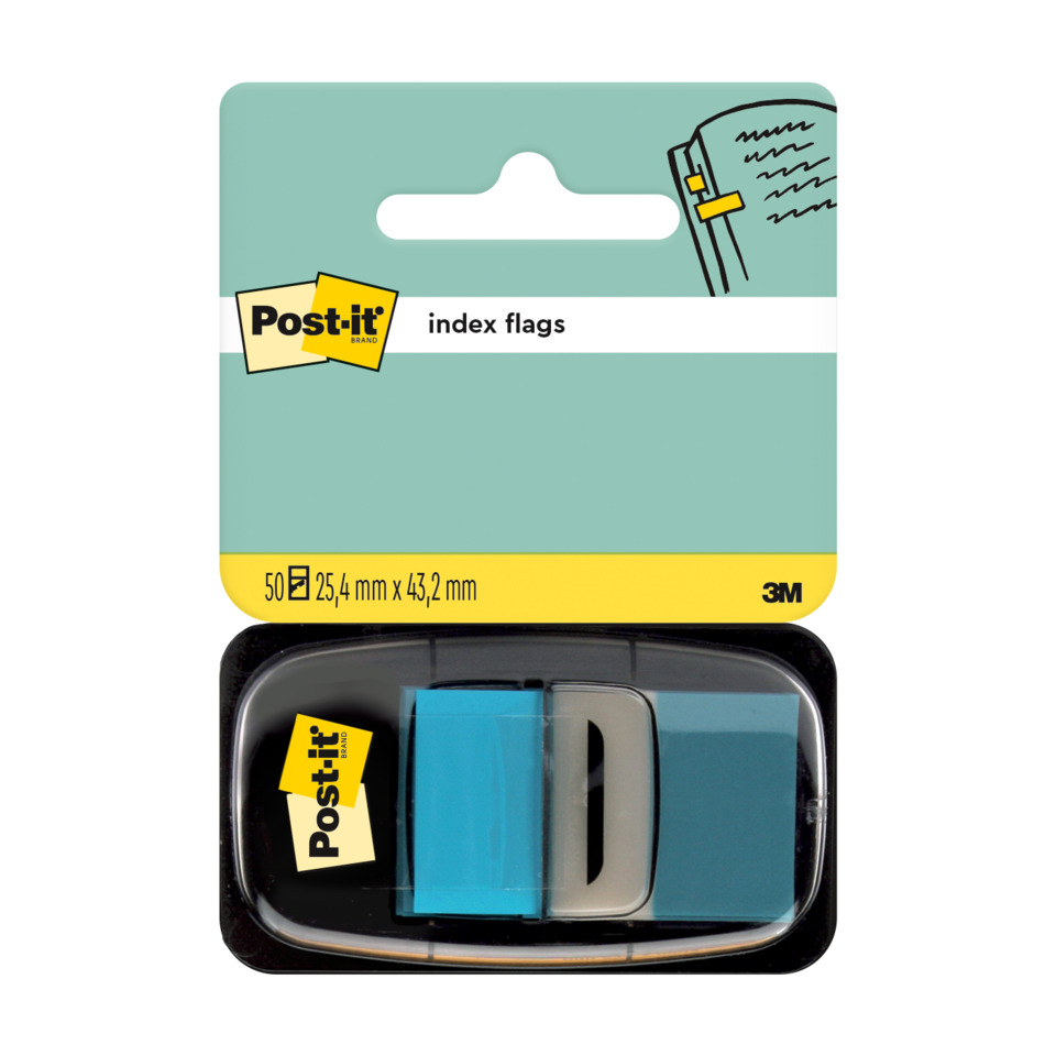flag, index flags, sticky notes, blue, plastic case