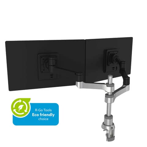 Doppelmonitorarm, Tischhalterung, justierbar, 8 kg Tragkraft, schwarz/silber R-Go Tools RGOVLZE4TWSI