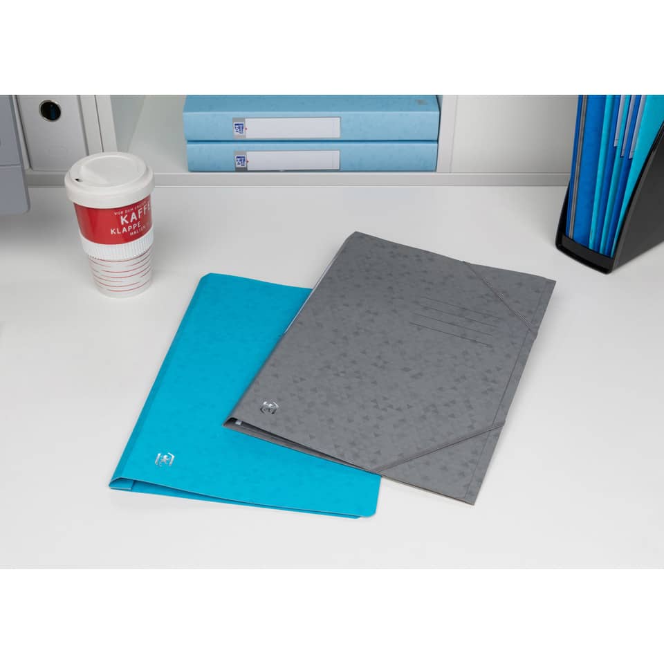 Ordner, Notizhefte, Kunstleder, grau, blau