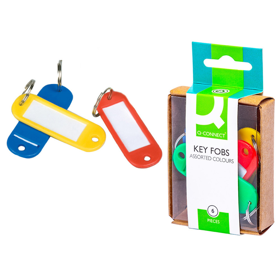 Schlüsselanhänger, Kits mit Etiketten, Hakenanhänger, Farbenfroh, Q-Connect