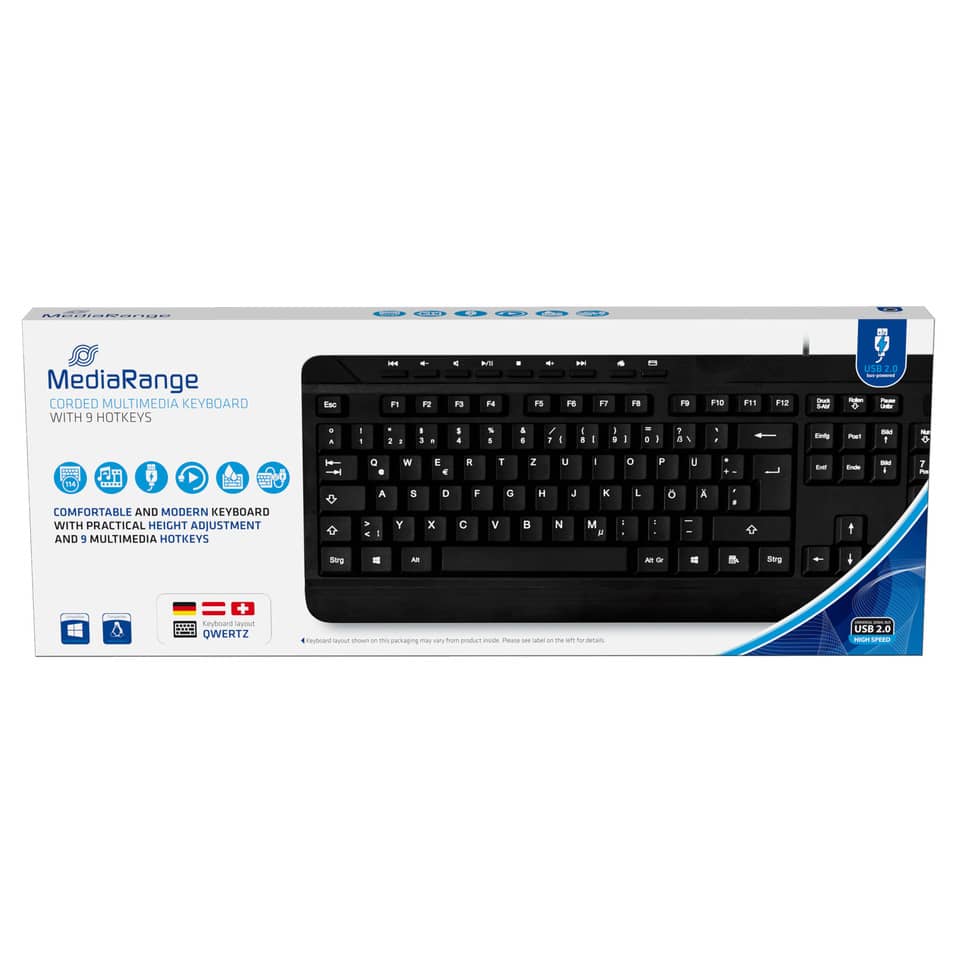 Tastatur, Kabellose Tastatur, QWERTZ, Vollgröße, Multimedia