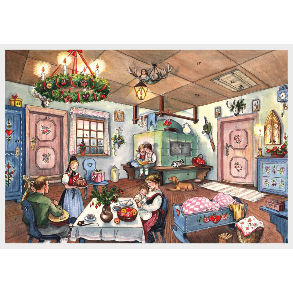 Adventskalender, Küche, Oktober, Familienszene, Weihnachtsdekoration
