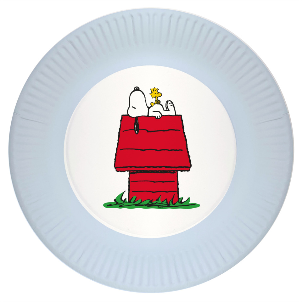 Plate, Peanuts, Comic character, Red, Snoopy