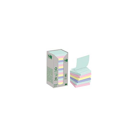 Haftnotizblock Z-Notes Recyceld, 76x76mm, 16x100 Blatt, sortiert POST-IT R330-1RPT