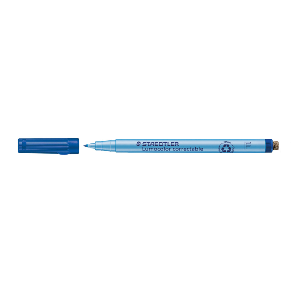 Marker, Lumocolor, Blau, Stift, Gummikappe, Marker, Lumocolor, Blau, Feinliner, Spitze Radiergummi