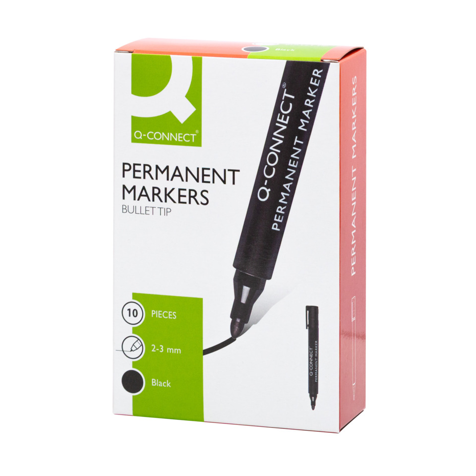 Permanent markers, Bullet tip, Schwarz, 2-3 mm, 10 Stück