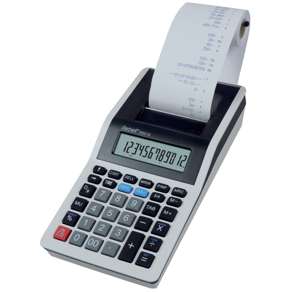 Kassenrechner, Taschenrechner, Drucker, Rollenthermoprint, Tragbarer Drucker