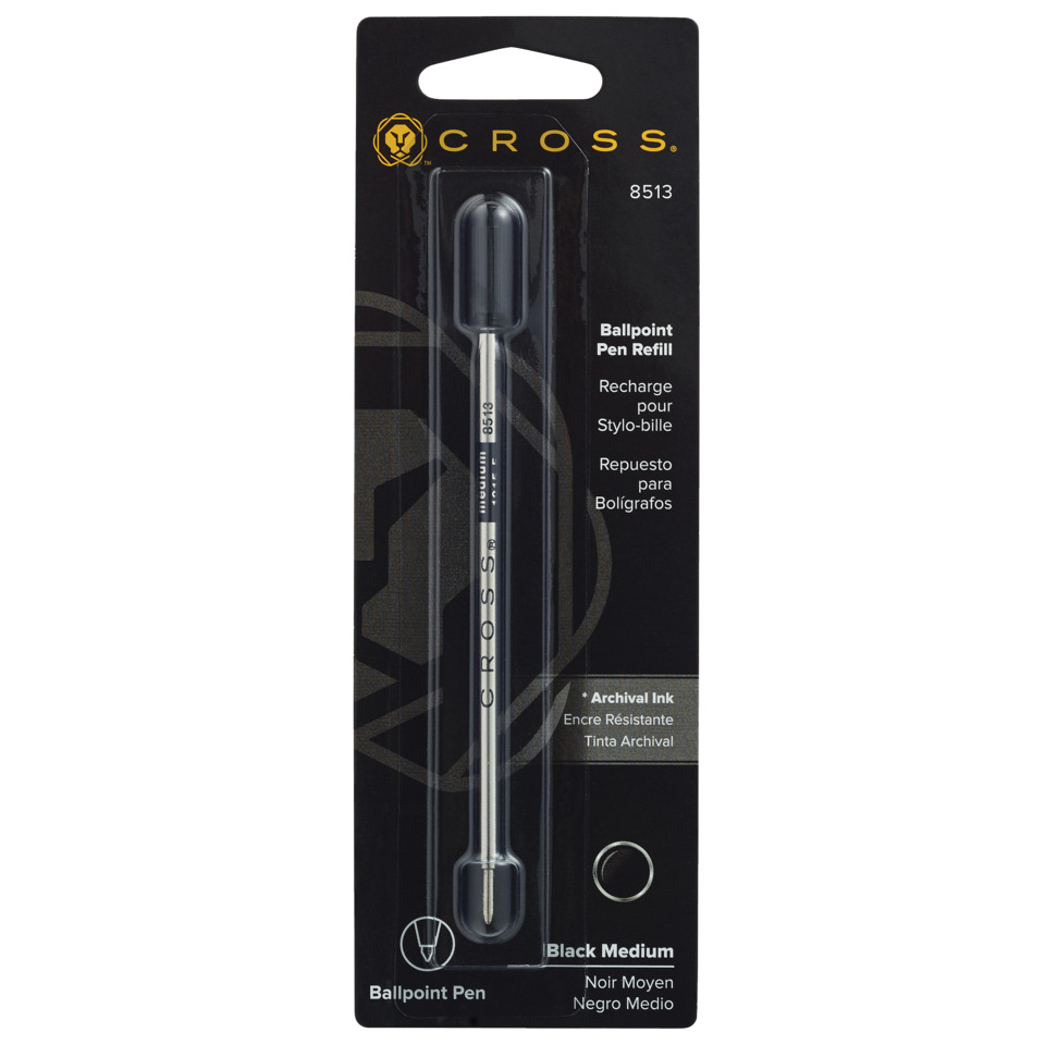 Ballpoint Pen, Refill, Metallstift, Schwarz Tinte, Cross Markenaufdruck