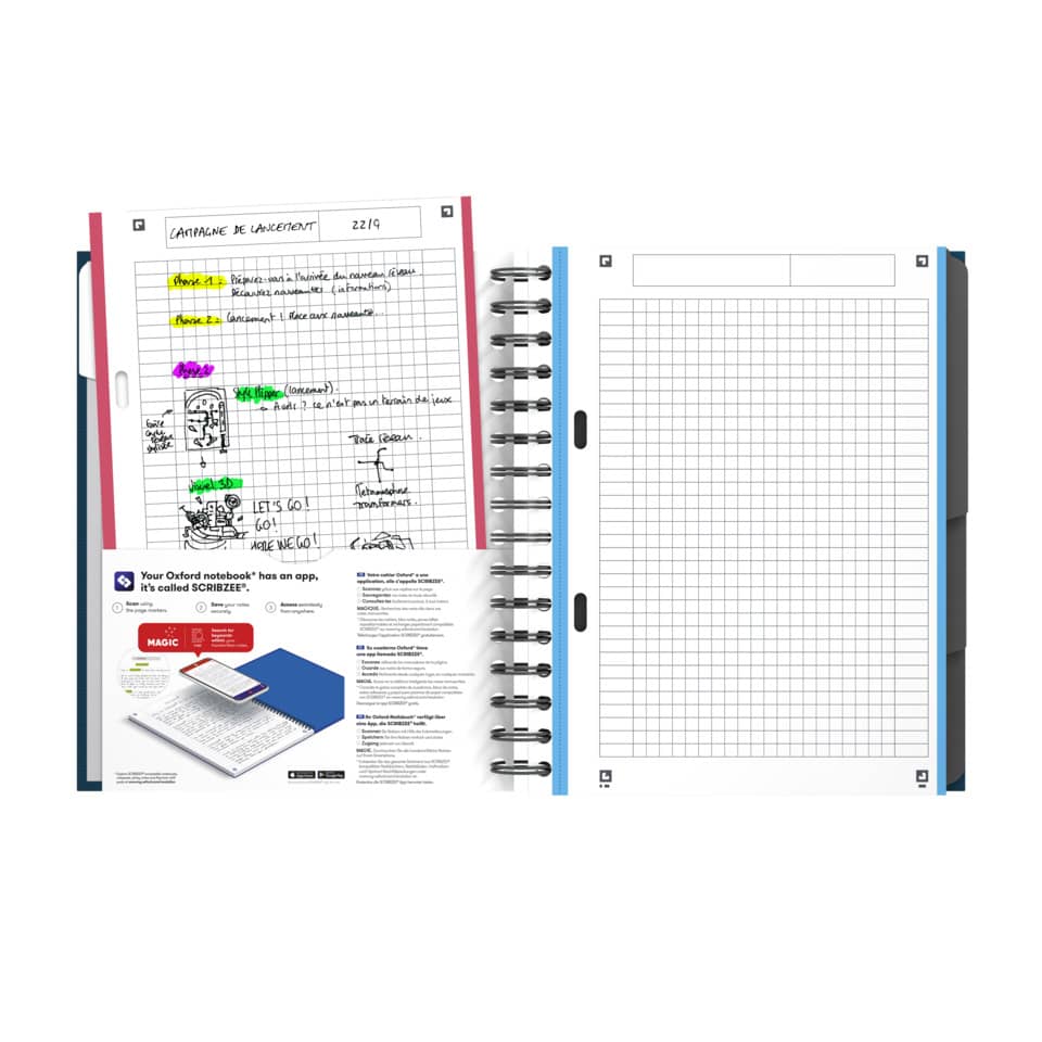 Notizbuch, Spiralblock, Schreibblock, Linierte Seiten, Klebeblatt-Layout