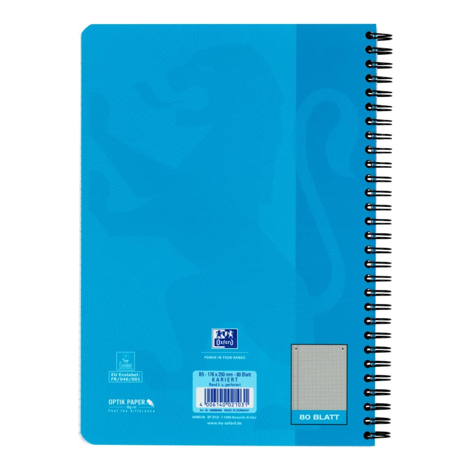 Notizbuch, Spiralblock, Kartonband, blau, 80 Blätter