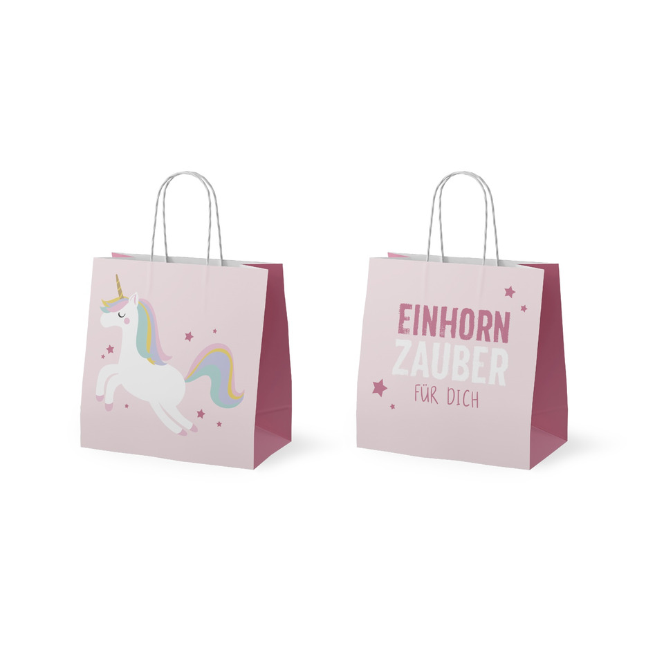 Einhorn, Unicorn, Geschenkbeutel, Papiertragetasche, Pastellpink