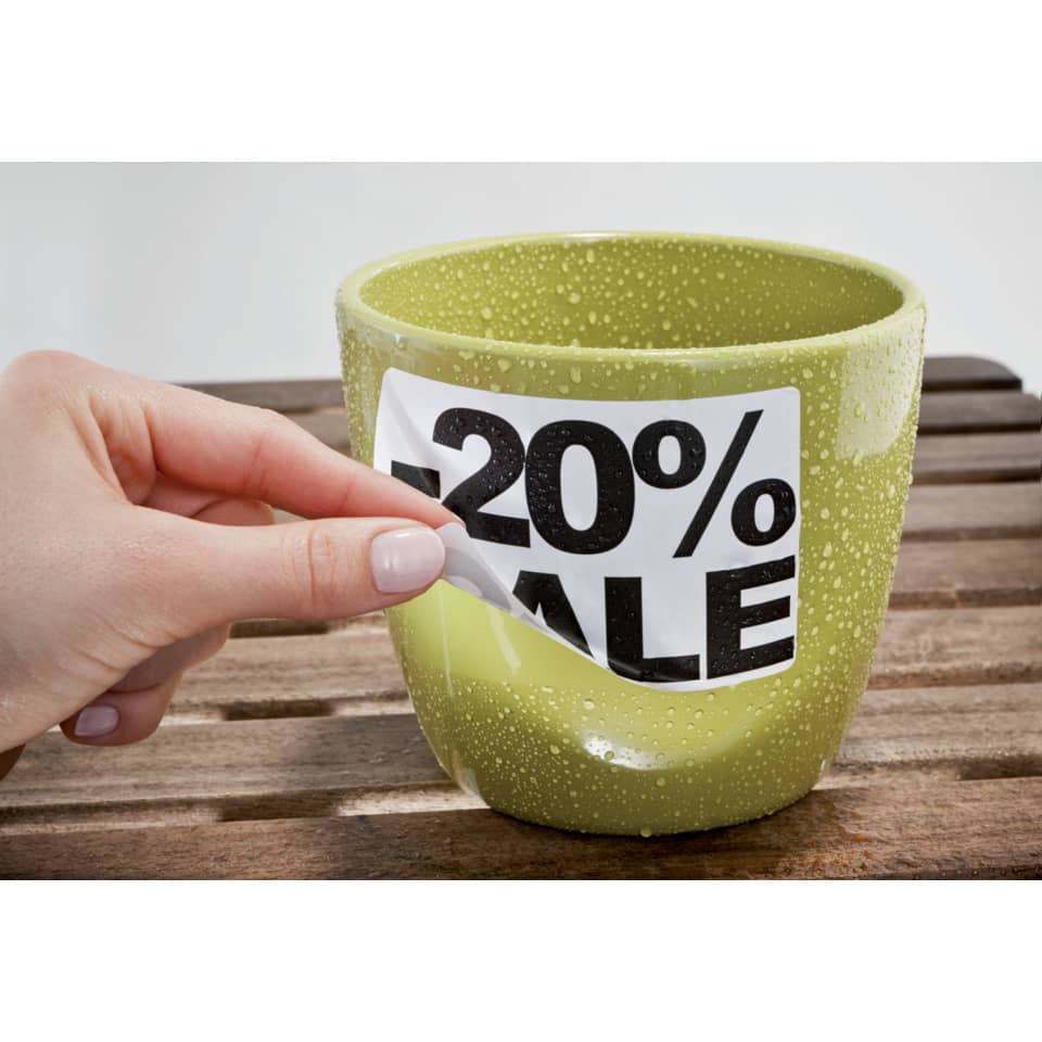 Blumentopf, Töpfchen, 20 Prozent, Sale, Becher/Topf mit Aufkleber