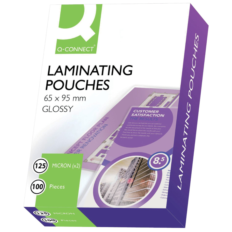 Laminating Pouches, 65 x 95 mm, Glänzend, Verpackungskarton, Micron (x2)