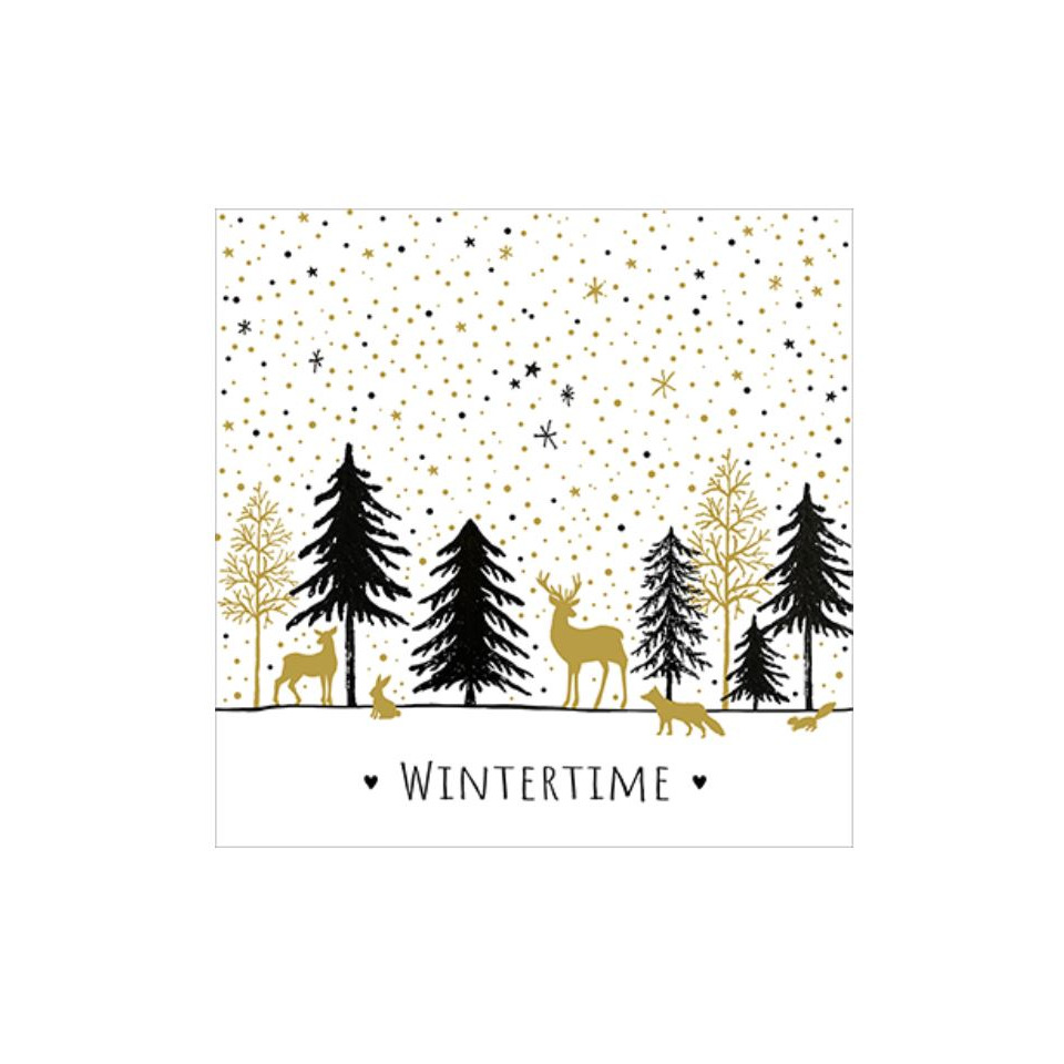 Winterzeit, Waldszene, Elk, Reh, Schnee Sterne