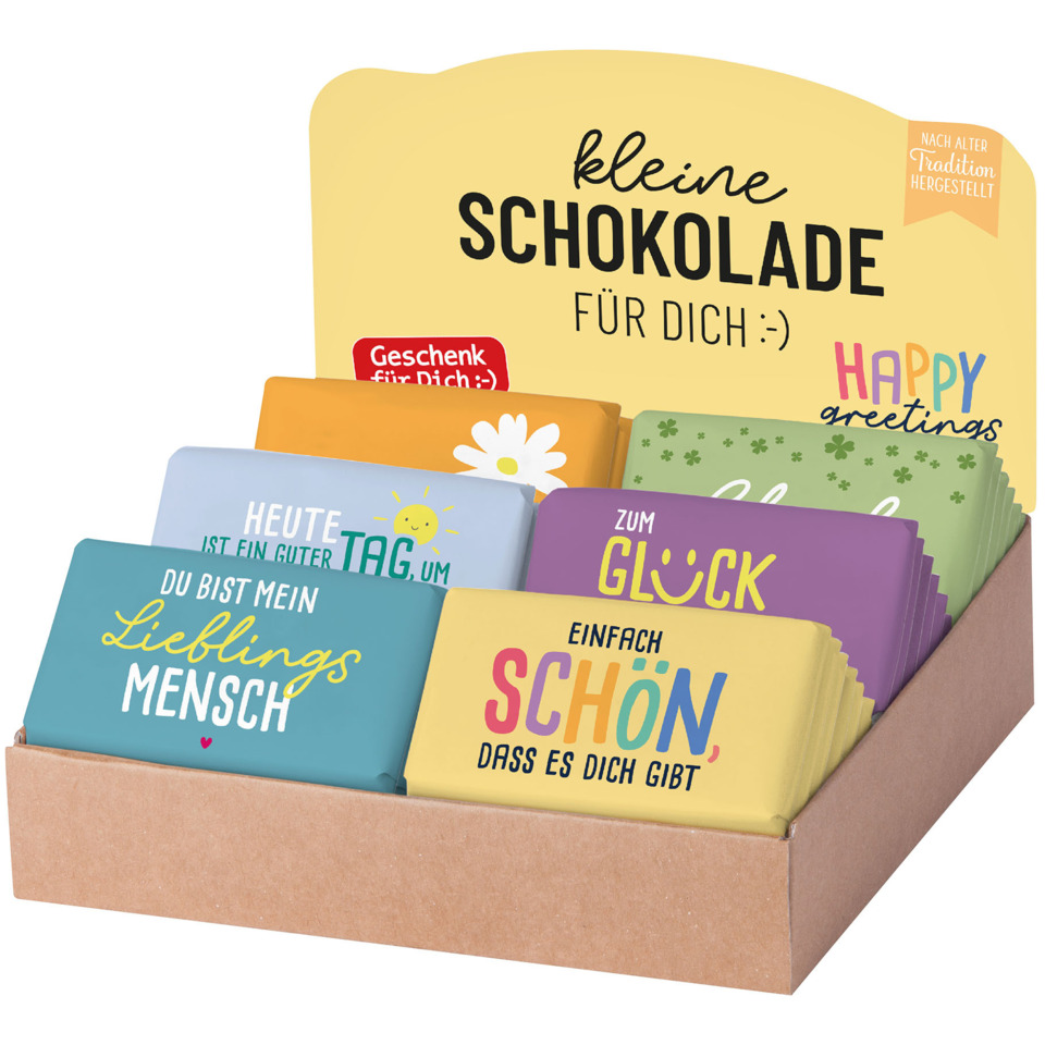 Schokolade, Pralinen, Mini-Schokolade, Geschenkset, bunte Schokolade