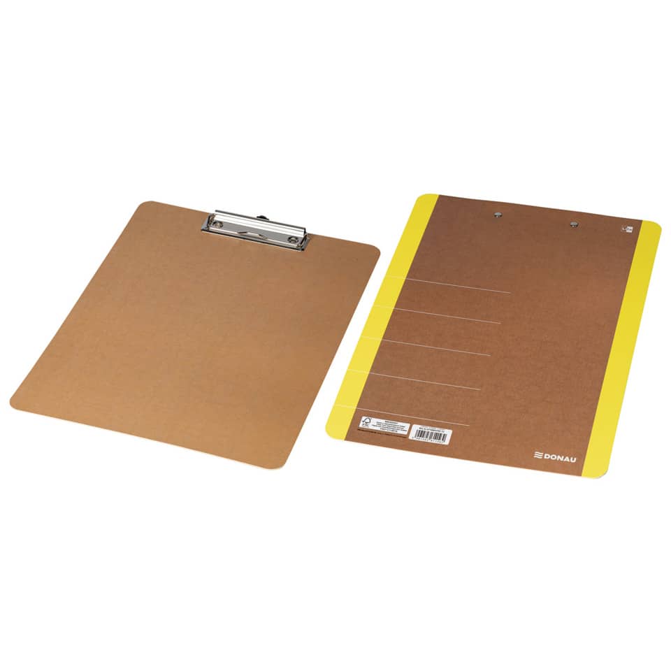 Clipboard, Klemmbrett, Braun, Metallclip, Rückseite Klemmbrett