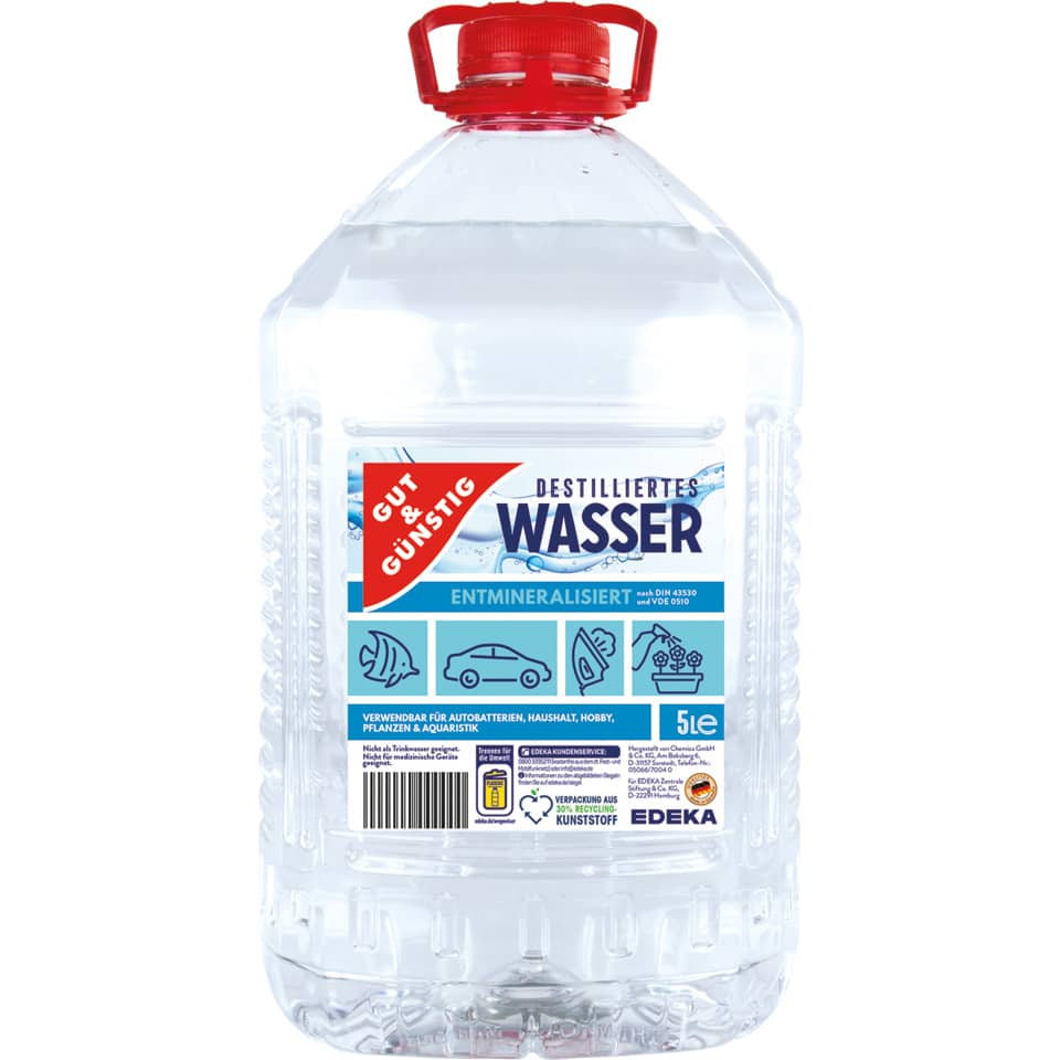 Desinfektionsmittel, Destilliertes Wasser, 5L, Flasche, Transparent