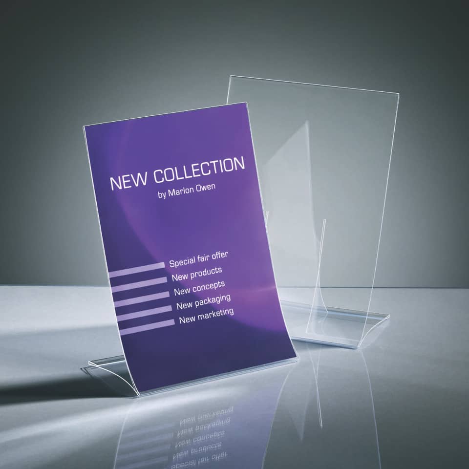 Prospekt, Acrylic display, Purple brochure, New collection, Promo flyer