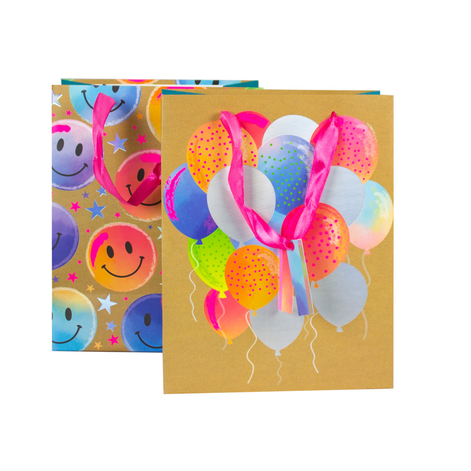 Geburtstag, Geschenktüte, Ballons, Lächelnde Gesichter, Bunt