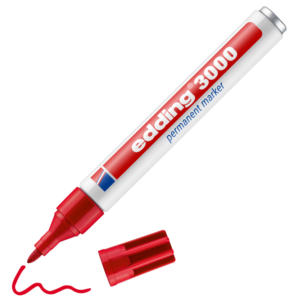 Permanent marker, Roter Marker, Marker pen, Schlitzspitze, Weißer Gehäuse