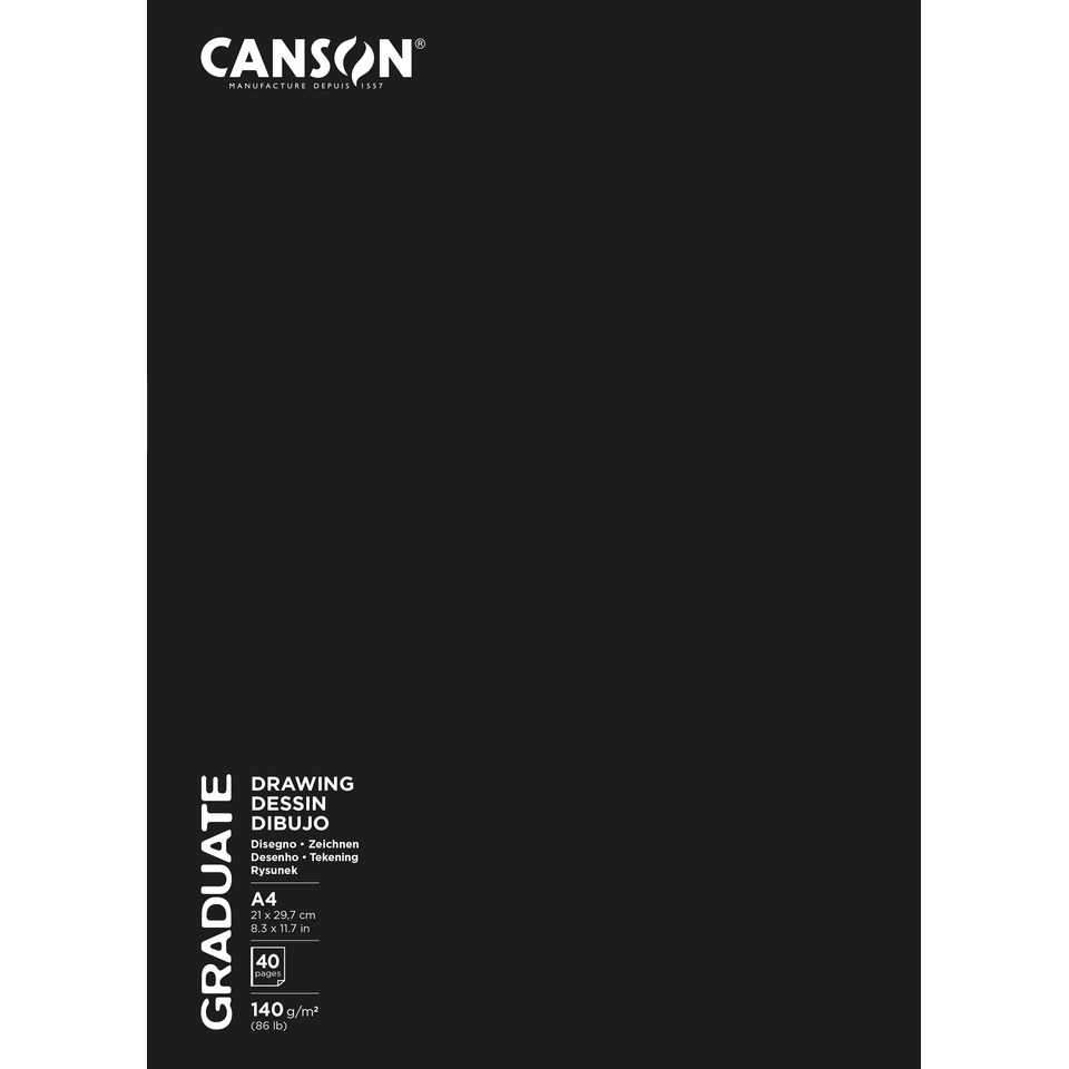 Skizzenbuch Graduate, A4, 20 Blatt, Softcover, schwarz CANSON C31200L052