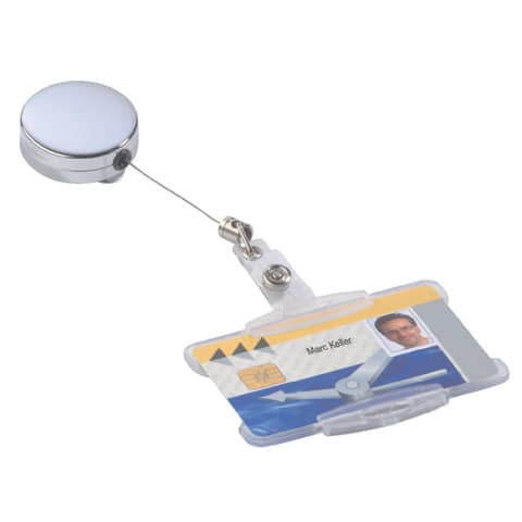 Ausweiskartenhalter Jojo Chrome, Ø40 mm, metallic silber, 10 Stück DURABLE 8225 23