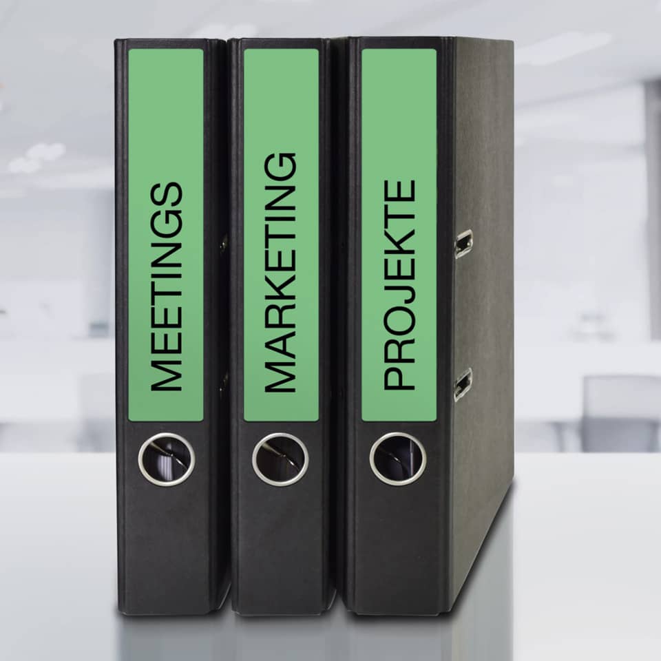 Ordner, A4-Aktenordner, Bindend, Schwarz, Grüne Etiketten