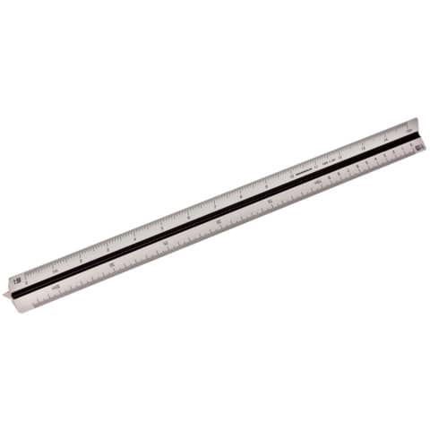 Dreikantmaßstab, Aluminium, 3 farbige Hohlkehlen, Ø 24 mm, 30 cm, Teilung architect 1 RUMOLD 195/1/30