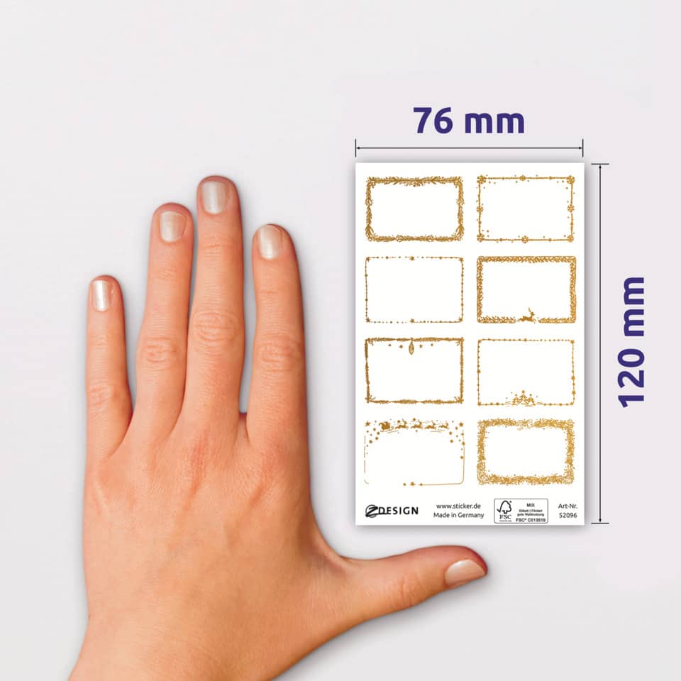  Haftnotizen Sticker,  Sticker Sheet,  Label sheet,  Gold foil stamps,  rectangular stickers