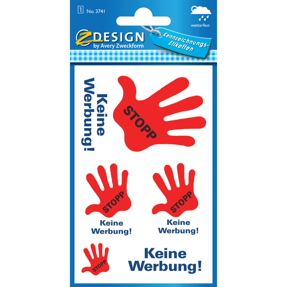 Werbeverbot, Stoppschild, Handabdruck, Keine Werbung, Aufkleber