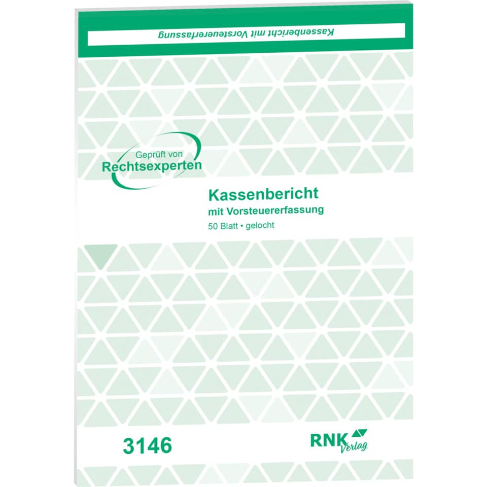 Kassenbericht, Kassenbuch, 50 Blatt, geölt, Vorsteuer