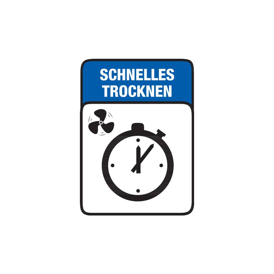 Schnelltrockner, Ventilator, Timer, Uhr, Warnsymbol