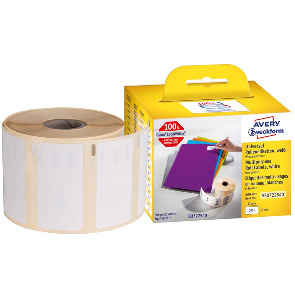 Etiketten, Rollenetiketten, Weiß, Universell, Klebeband
