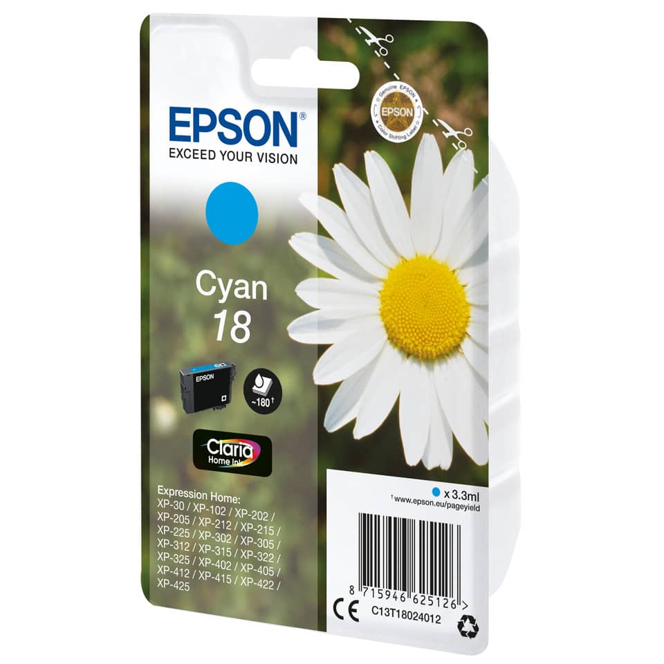 Cyan 18, Tintenpatrone, Druckerpatrone, Epson Compatible, XP-XP- XP