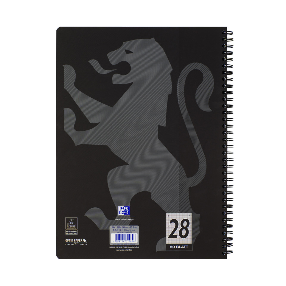 Spirale Lion, Notizbuch, Spiralbindung, Schwarz, 80 Blatt, notebook, spiral-bound, A4, black cover, löwe silhouette