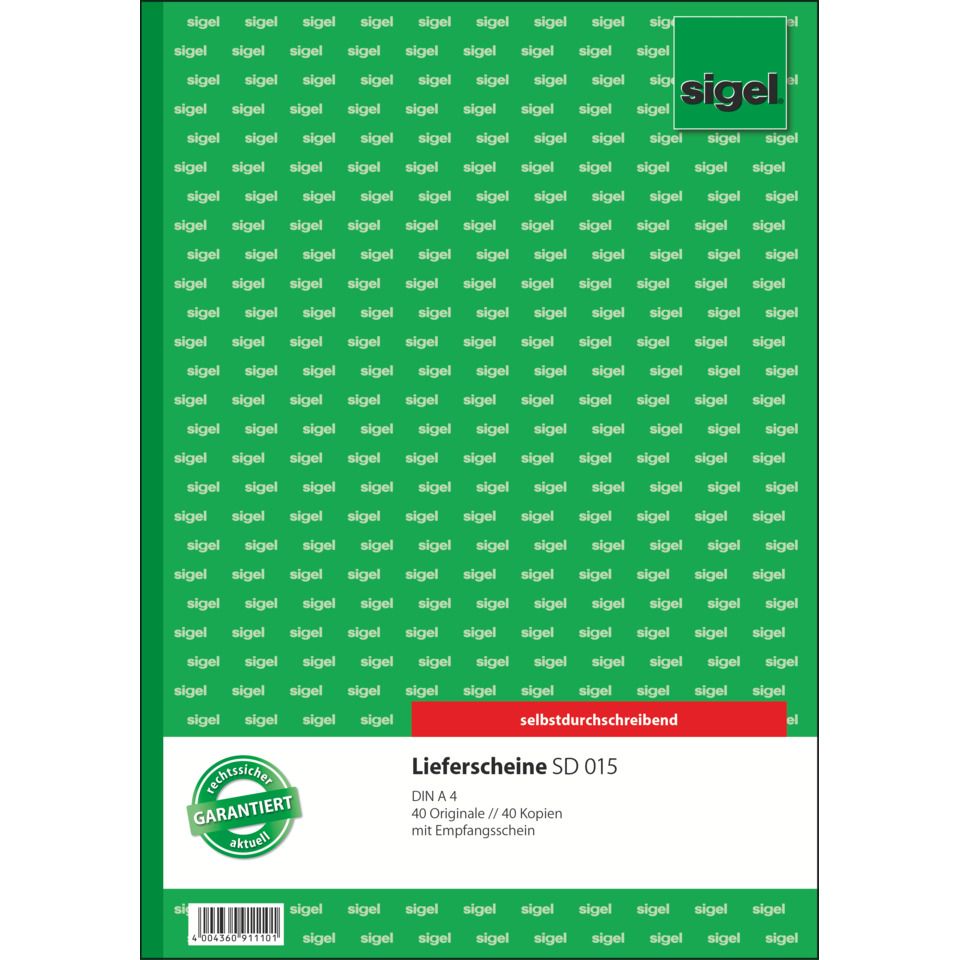 lieferscheine, sd 015, DIN A4, 40 originalen, mit empfangsschein
