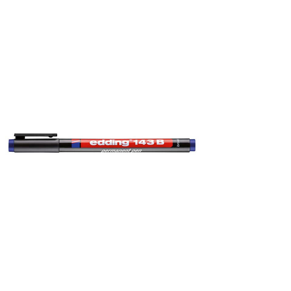 Permanentstift, Marker, Blaues Cap, Roter Gehäuse, Edding 143 B