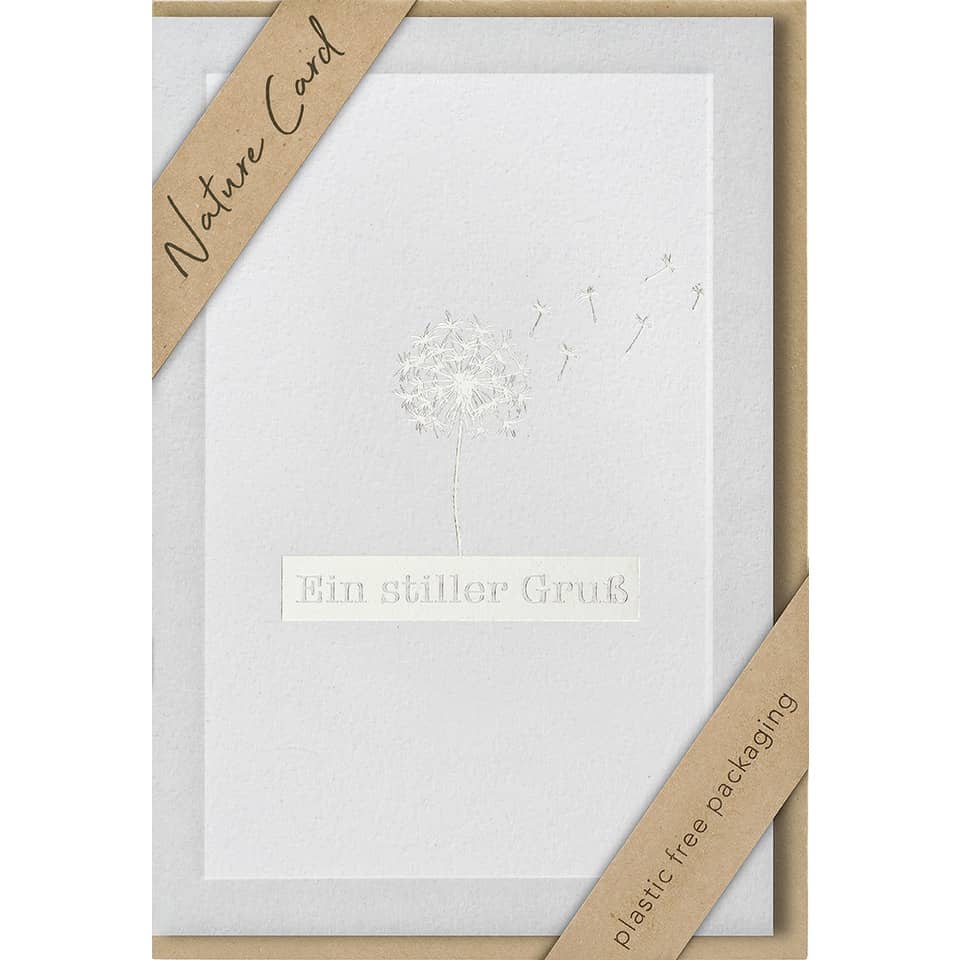 Nature Card, Dandelion, Blank Greeting Card, Embossed Text, Minimalist Design