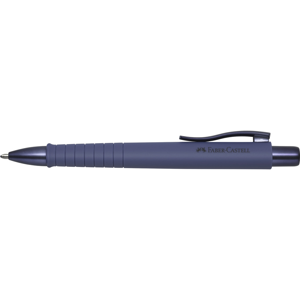 Kugelschreiber, Kunststoffkörper, Blau, Clip, Marke sichtbar: Faber-Castell
