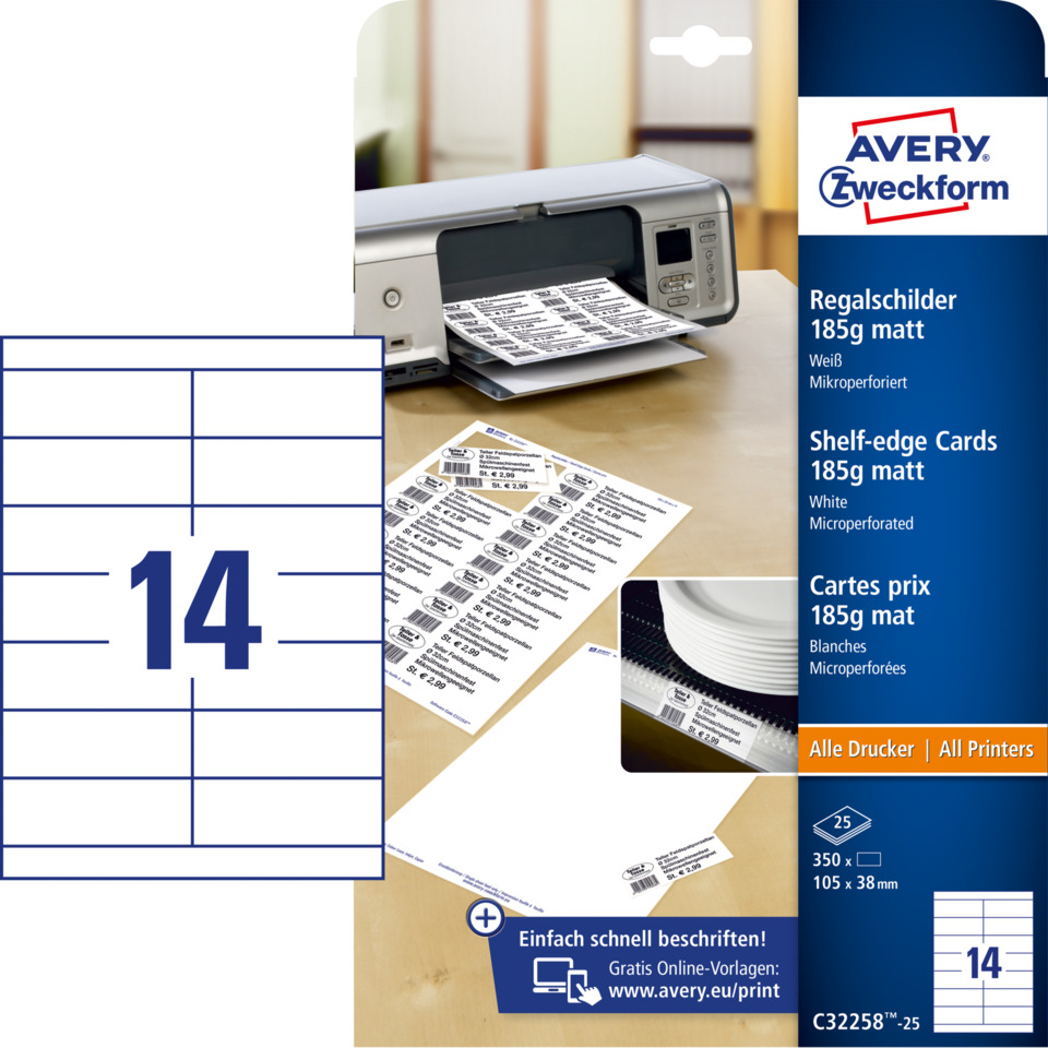 Etiketten, Druckerpapier, Karten, Mikroperforiert, Avery Zweckform
