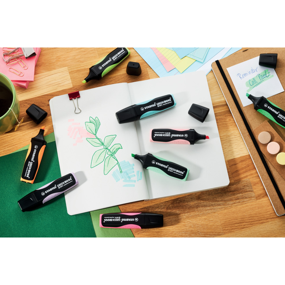 Marker, Highlighter, Stabilo, Notizbuch, Schreibtischzubehör