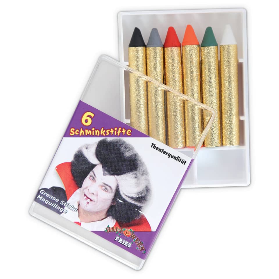 Glitzerstifte, Make-up-Stifte, Theaterqualität, 6er-Pack, Theater-Make-up