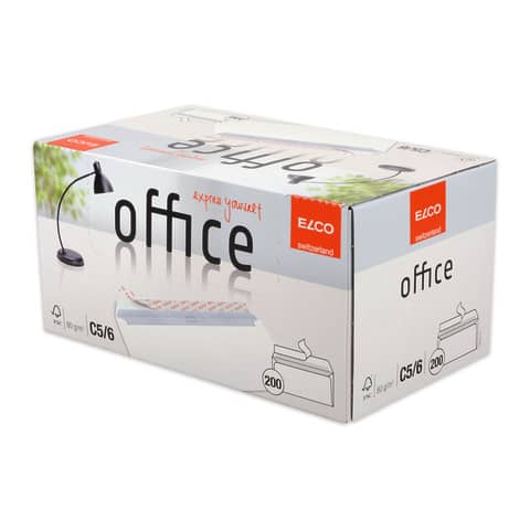 Briefumschlag Office ohne Fenster, C5/6, 80g/m², haftklebend, 200 Stück, weiß ELCO 74532.12