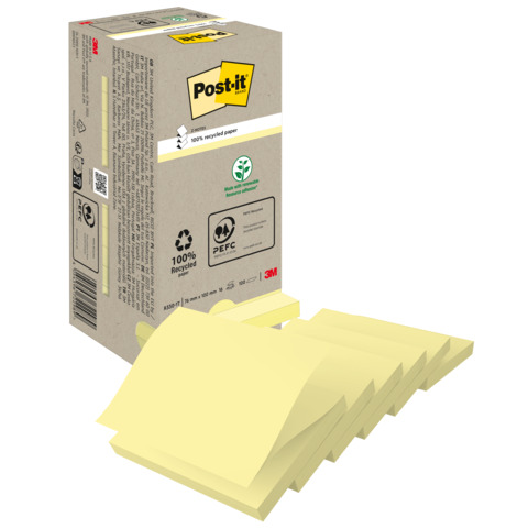 Haftnotiz Recycling Z-Notes, 76 x 76 mm, gelb, 16 x 100 Blatt POST-IT R330-1T