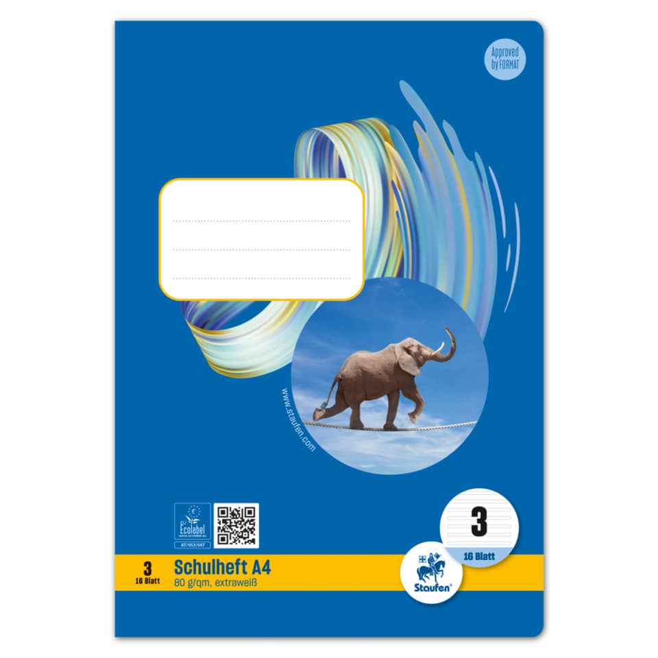 Schulheft, A4-Format, Liniert, 3-Löcher, 16 Blatt