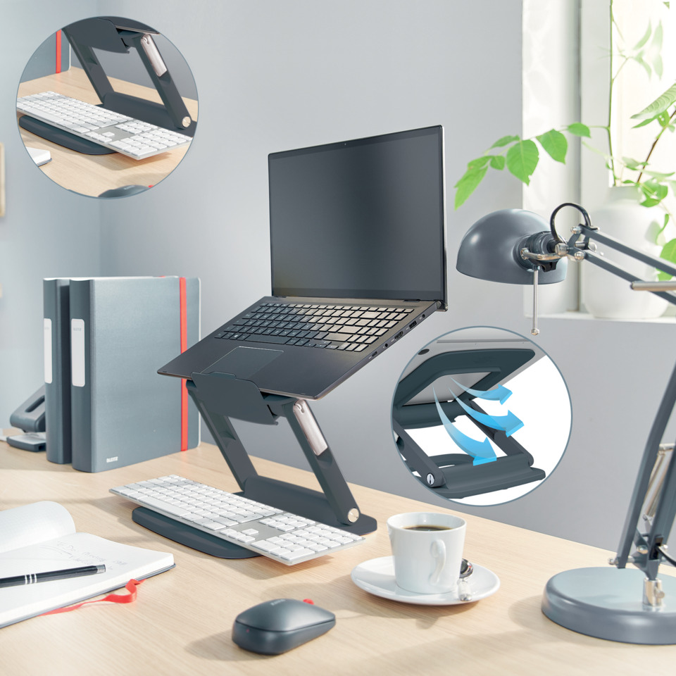 Laptop-Ständer, Schreibtisch-Setup, ergonomischer Ständer, Monitorarm, Bürotisch