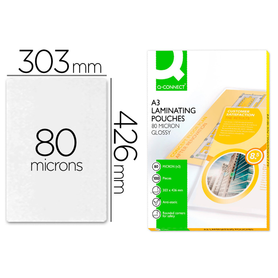 Laminierfolie, A3 Größe, 80 Mikron, Packung 100, glänzende Oberfläche