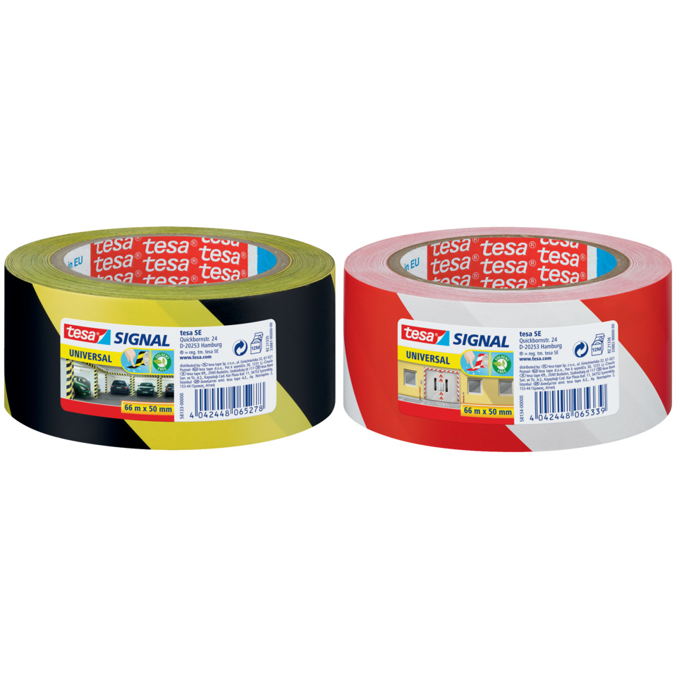 Klebeband, Tesafilm, Universal, Gelb/Schwarz, Beschriftung