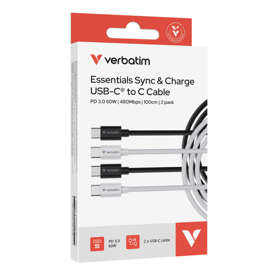 USB-C zu USB-C Kabel, Datenkabel, Packung, schwarz, weiß