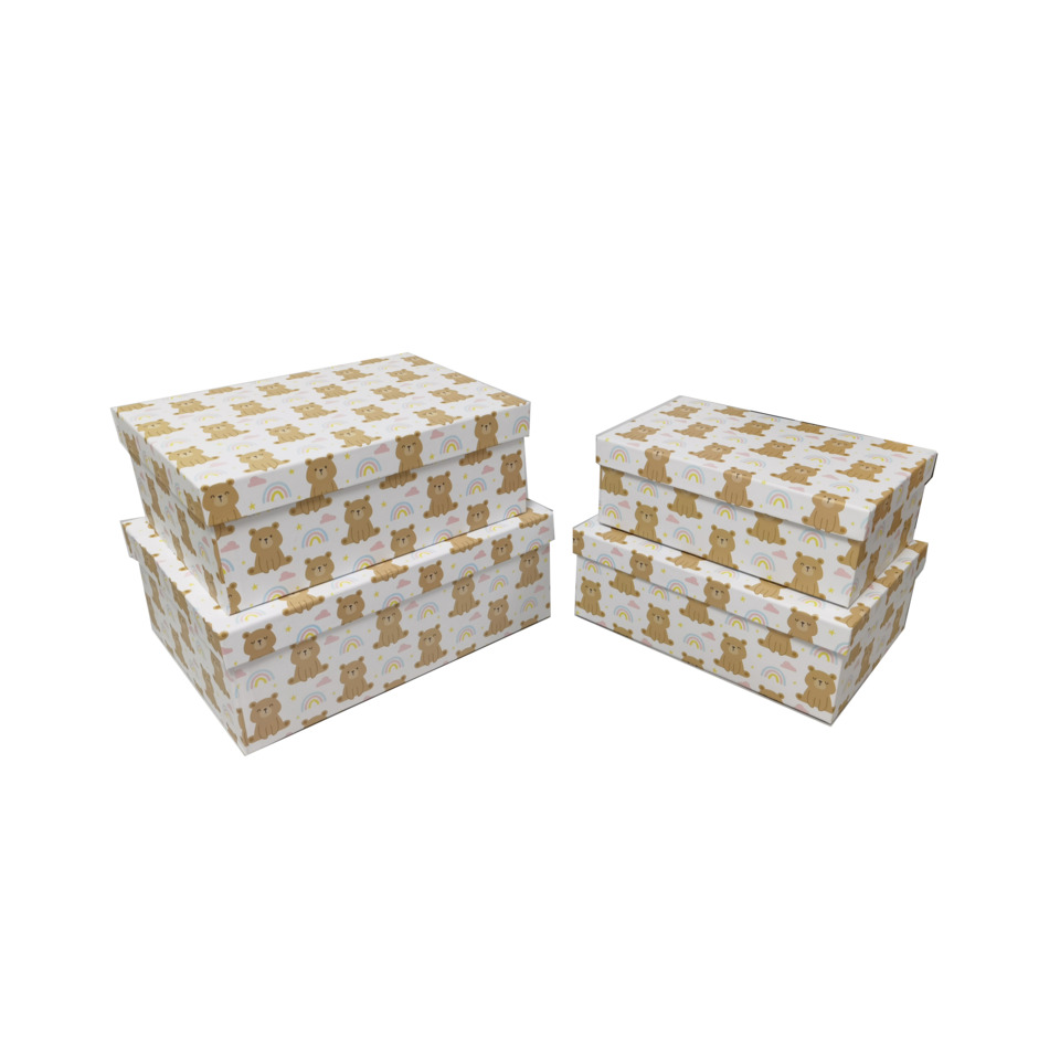 Geschenkboxen, Bärendesign, Tiermuster, Boxen-Set, Kartonage